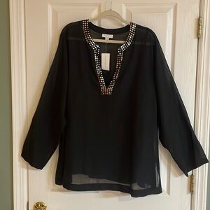 Charter Club 2-Piece Tunic/Tank with Silver shimmer spangle collar in size 20W